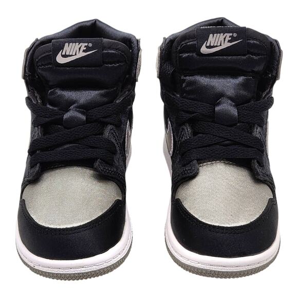 Nike Air Jordan 1 Mid SE GS Satin FD5305-010 Kids Black Shoes EU 25 US 8C - NWB - Picture 4 of 7